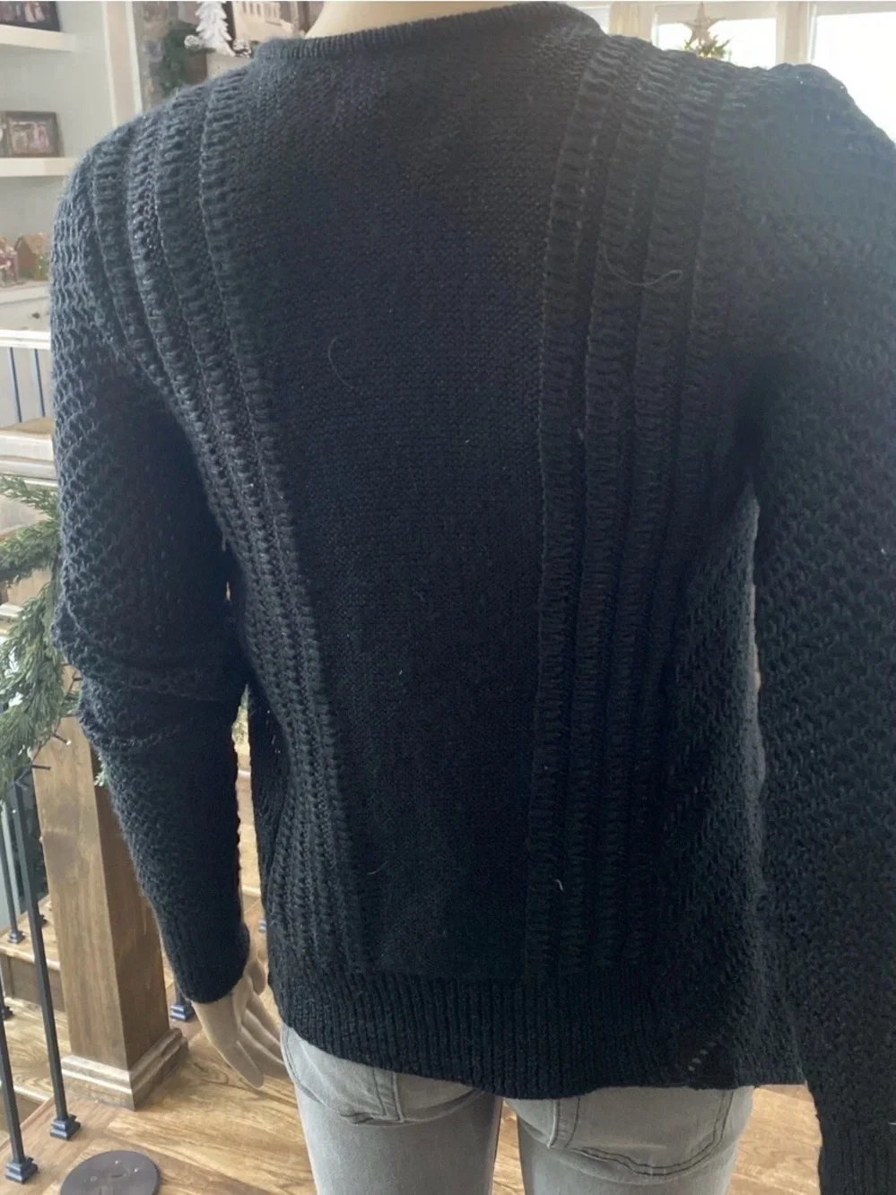 American Eagle Outfitters Size XS Black Open-Front Knit Cardigan Sweater- 032